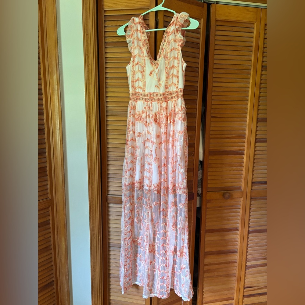 Altar'd State Pink Sleeveless V-Neck Maxi Dress